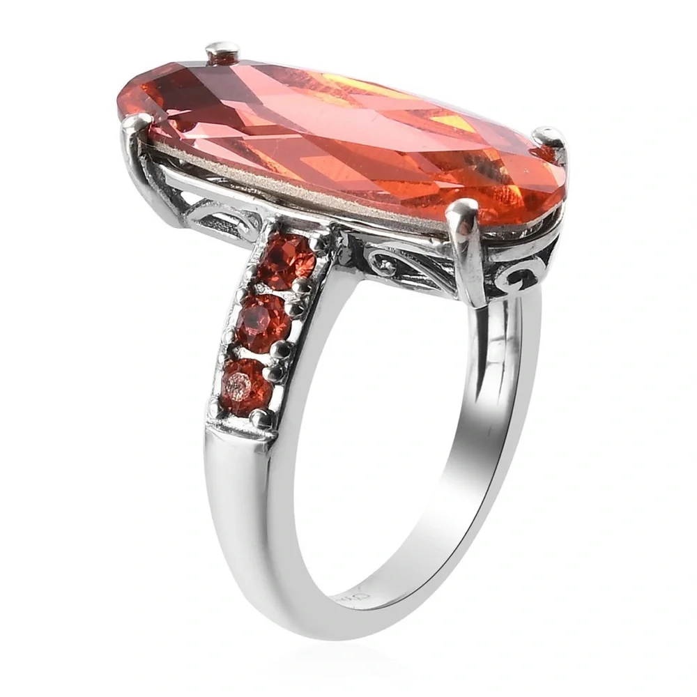 SWAROVSKI Padparasha Crystal Ring. Size 8